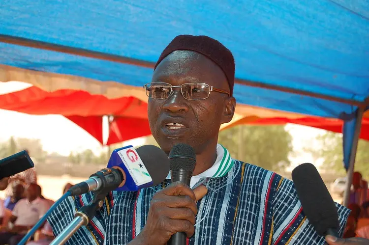 Michael speaking to the press